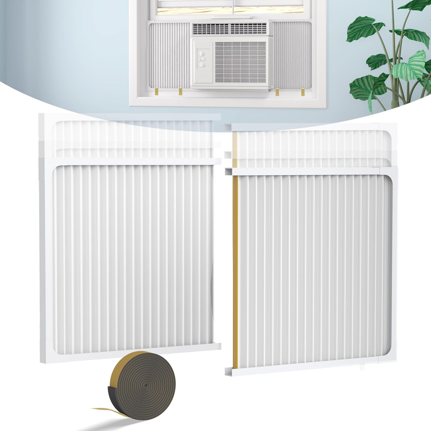 Wintcomfort Window Air Conditioner Side Panel with Adjustable Frame, Adjuatable Window AC Accordion Filler Kit for Window AC Units 14000~22000 Btu, Window AC Insulation Side Panels with Frame