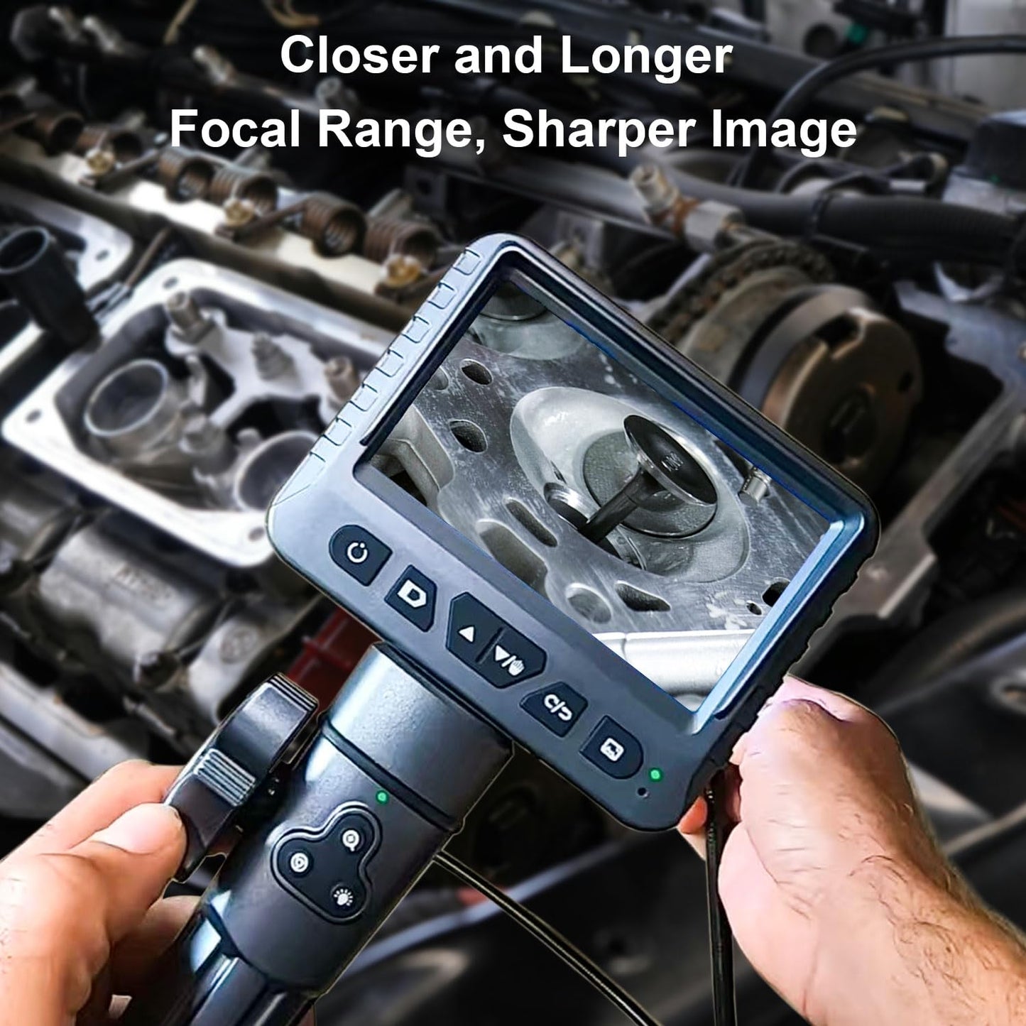 DXZtoz Two-Way Articulating Borescope with Light, 1080P Industrial Endoscope Inspection Camera with Flexible Articulated Probe for Automotive Engine Mechanic HVAC- 5.5FT