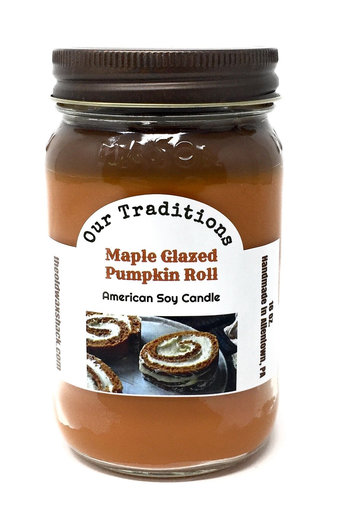 Maple Glazed Pumpkin Roll Soy Candle - Autumn Soy Candle - 16 Oz. Mason Jar