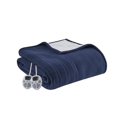 Serta Heated Blanket - Reversible Fleece to Sherpa Electric Blanket, Fast Heating, Auto Shut Off Timer, Multi Heat Setting, ETL Certified, Machine Washable, Grey Full 84"x 77"