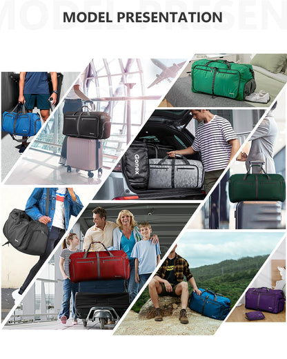 Gonex 100L Large Foldable Travel Duffle Bag with Shoes Compartment, Packable Lightweight Water Repellent Duffel Bag for Camping Gym Weekender Bag Red