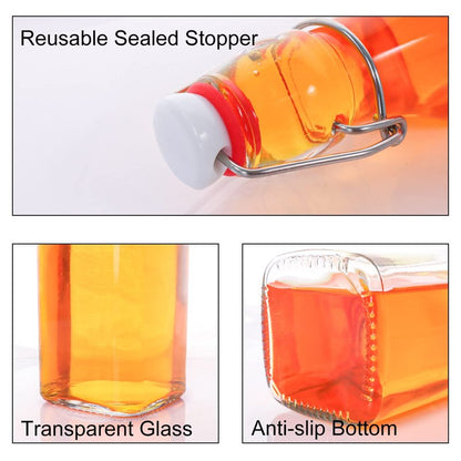 UrSpeedtekLive 12 Pack 8.5oz Swing Top Glass Bottles, 250ML Square Bottles with Airtight Stoppers for Kombucha, Kefir, Vanilla Extract, Beer(Bonus Gaskets, Labels and Funnel)