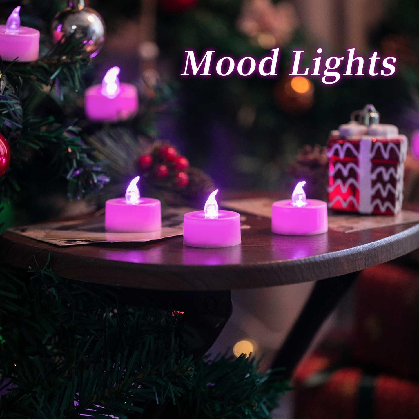 LANKER 24 Pack LED Tea Lights Candles, Steady Pink Flameless Tealights, Long Lasting Battery Operated Fake Candles, Decoration for Wedding, Halloween and Christmas (Pink - 24pcs)