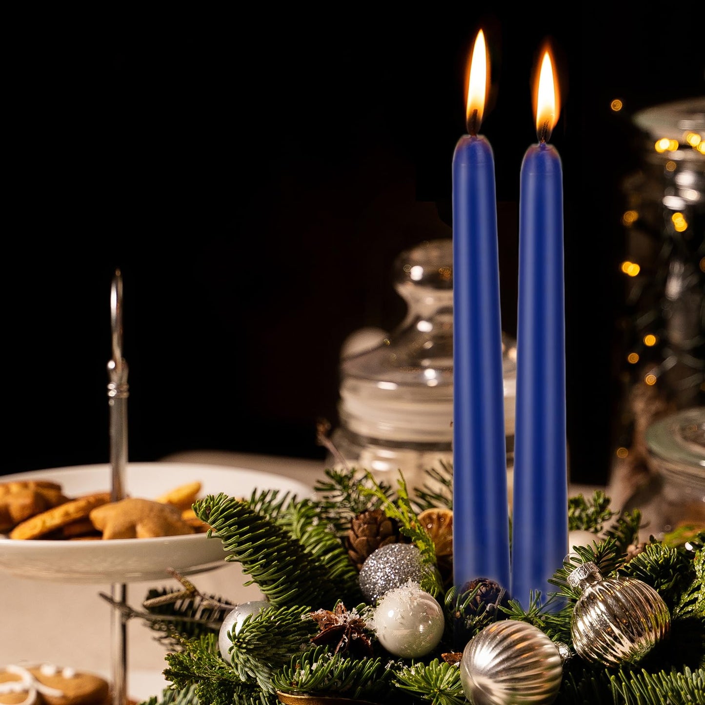 KONNI 0.87×10 Inch Blue Taper Candles, Unscented and Smokeless Tall Candlesticks, 10 Pack Tapered Candles with Cotton Wicks, Long Burning, Ideal for Weddings, Dinner Parties, and Home Décor