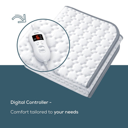 Beurer UWB55 Heated Underblanket with 8 Temperature Settings & Ultra-Soft Fleece, Electric Mattress Pad with Overheat Safety Features, Fast Heating, Machine Washable, 59" x 31.5"