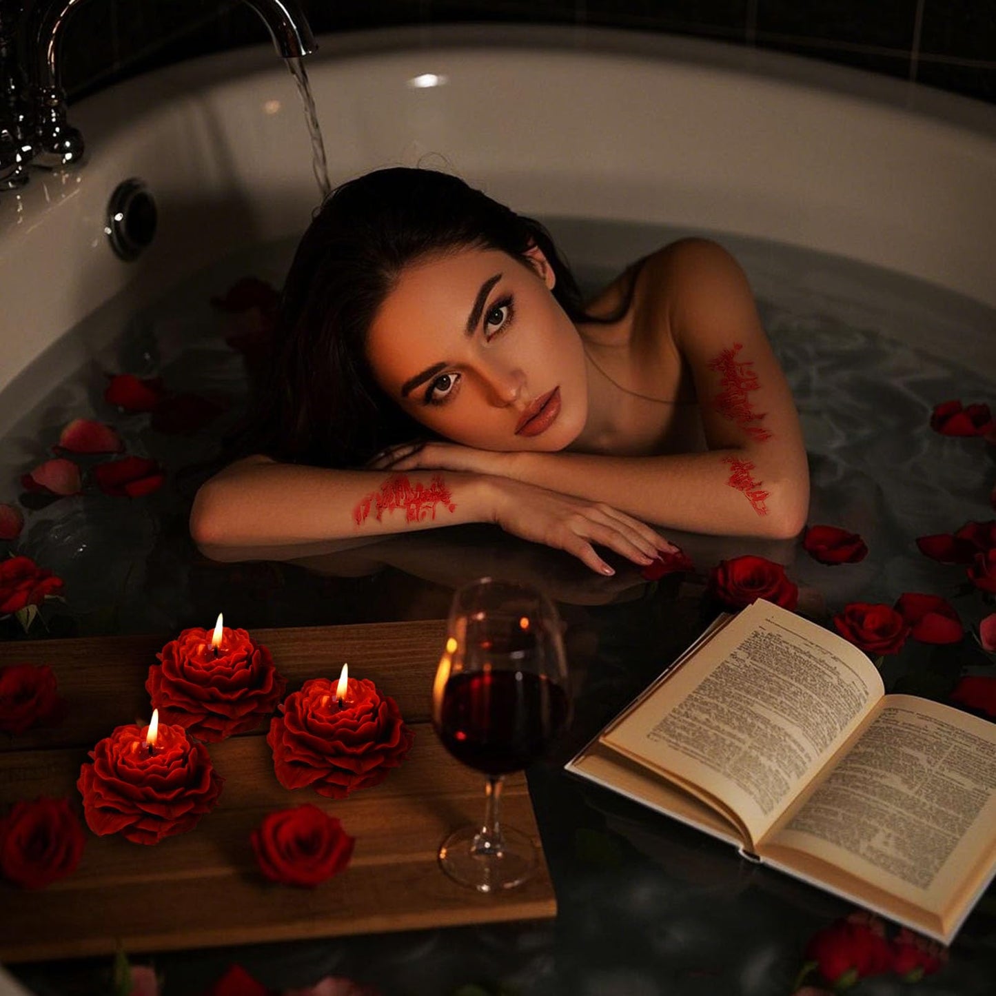 118.4°F 2 Pcs Low Temperature Candles Peony Flower Shaped Scented Candles Low Heat Body Safe Candles Wax Play for Couples Date Night (2, Wine red)