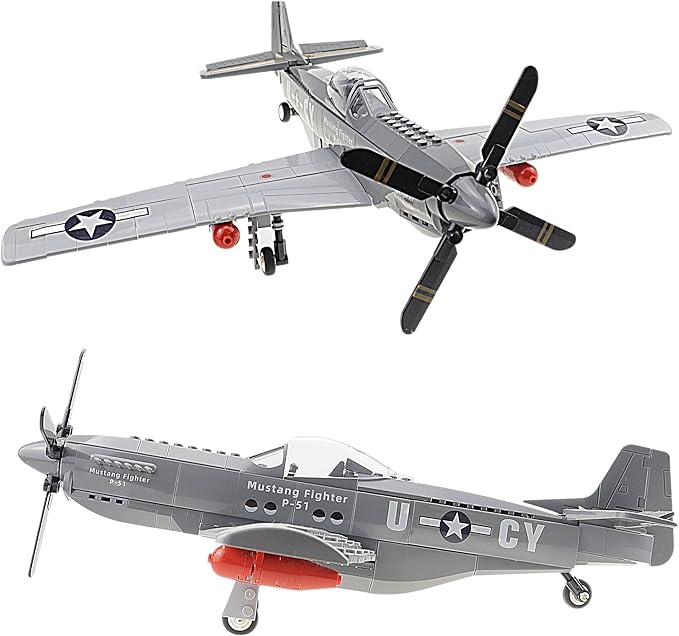 P-51 Mustang Fighter Jets Building Block Set 258 PCS Bomber Airplane Building Toys WW2 Plane Gifts for Adults