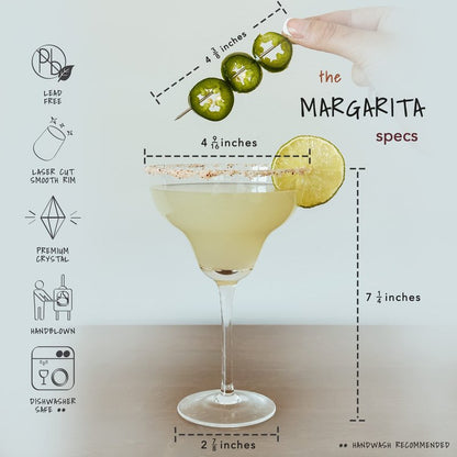 MORA PURE Margarita Glasses Set of 4, 12 oz Modern Bar Glass for Martini, Frozen Daiquiri, Tropical Summer Parties - Classic Coupe Cocktail Drinkware, Great Gift for Mixologists, Hand Blown Crystal