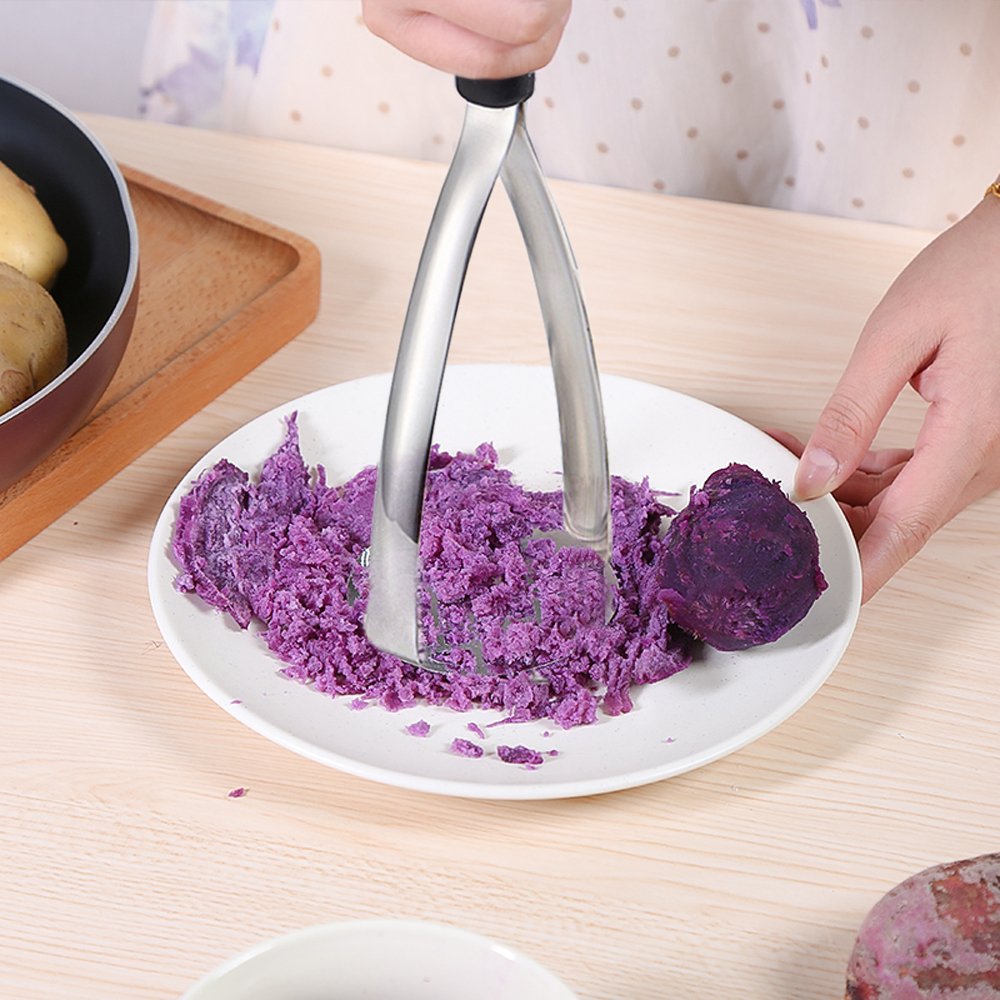 Joyoldelf Heavy Duty Stainless Steel Potato Masher, Professional Integrated Masher Kitchen Tool & Food Masher/Potato Smasher with Silicone Handle, Perfect for Bean, Vegetable, Fruits, Avocado, Meat