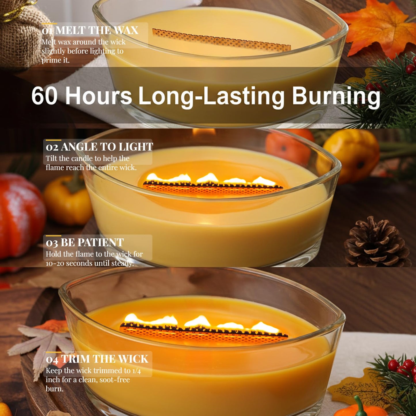 DEVI Pure Beeswax Candles Jar Candles 14oz, Large Bees Wax Candles for Home Unscented, Gifts for Women & Men, 60 Hours Burning, Non Toxic Candles, Paraffin-Free