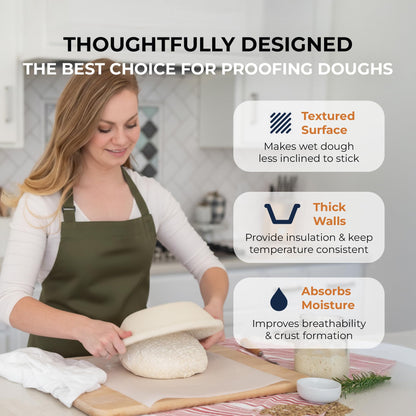 Bulka Large Round 9" 1kg Waffle Banneton Bread Proofing Basket Pressed Wood Pulp, Sourdough Proofing Basket - Non-Stick Brotform Sourdough Bread Baking Supplies, Made in Germany.