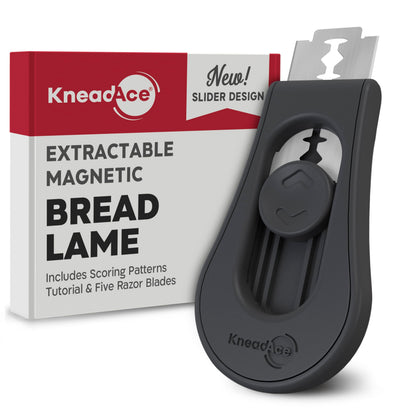 KNEADACE Upgraded Magnetic Bread Lame, Professional Dough Scoring Tool with Extractable Blade, Sourdough Bread Tool for Baking, Includes Scoring Pattern Booklet & 5 Replaceable Razor Blades