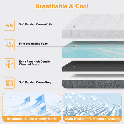 Extra Firm Mattress Topper Short Queen Size, 3 Inch High-Density Foam Bed Topper for Extra Support