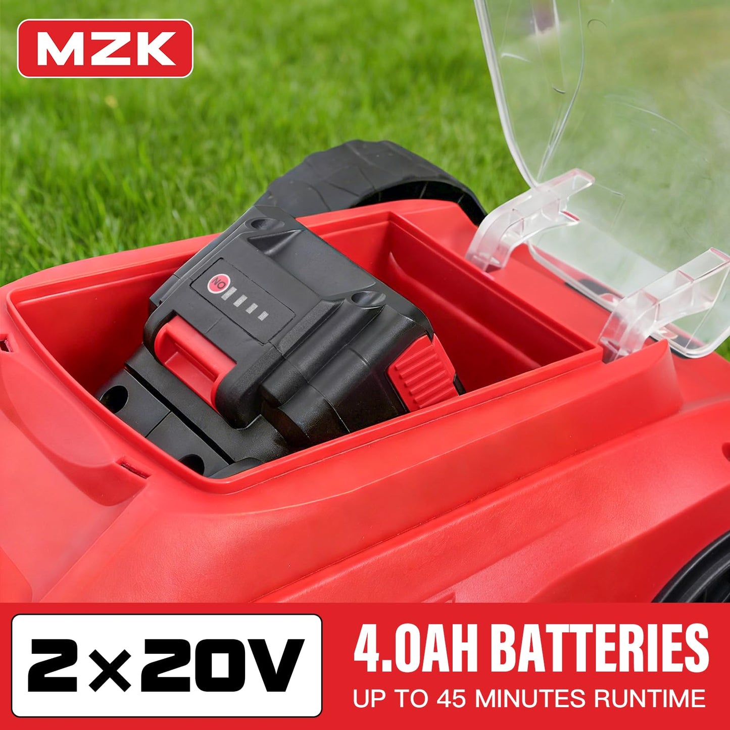 MZK 20V 13" Electric Lawn Mower, Brushless Cordless Lawn Mower with 4-Position Height Adjustment, Walk-Behind Push Mowers with 8 Gallon Grass Bag, 2 x 4.0Ah Batteries & Charger Included, LM13B8