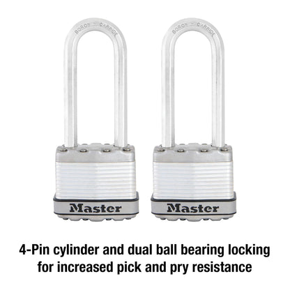 Master Lock M1XTLJ Magnum Heavy Duty Padlock with Key, 2 Pack Keyed-Alike