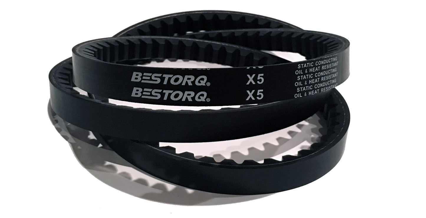 BESTORQ 3VX355 Rubber V-Belt, Raw Edge/Cogged, Black, 35.5" Length x 0.38" Width x 0.32" Height, Pack of 2