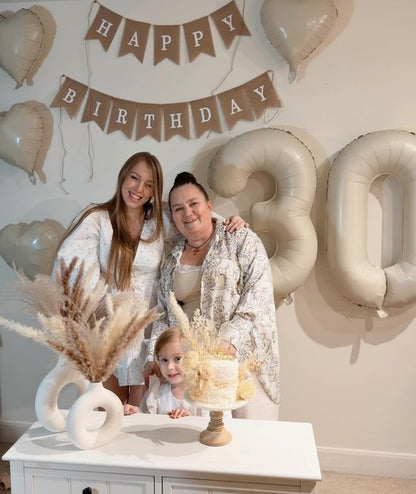 Cream Number 30 Balloon 40 inch, 30 Number Balloons, 30th Cream Birthday Decorations, 30 Year Old Women Men White Party Supplies