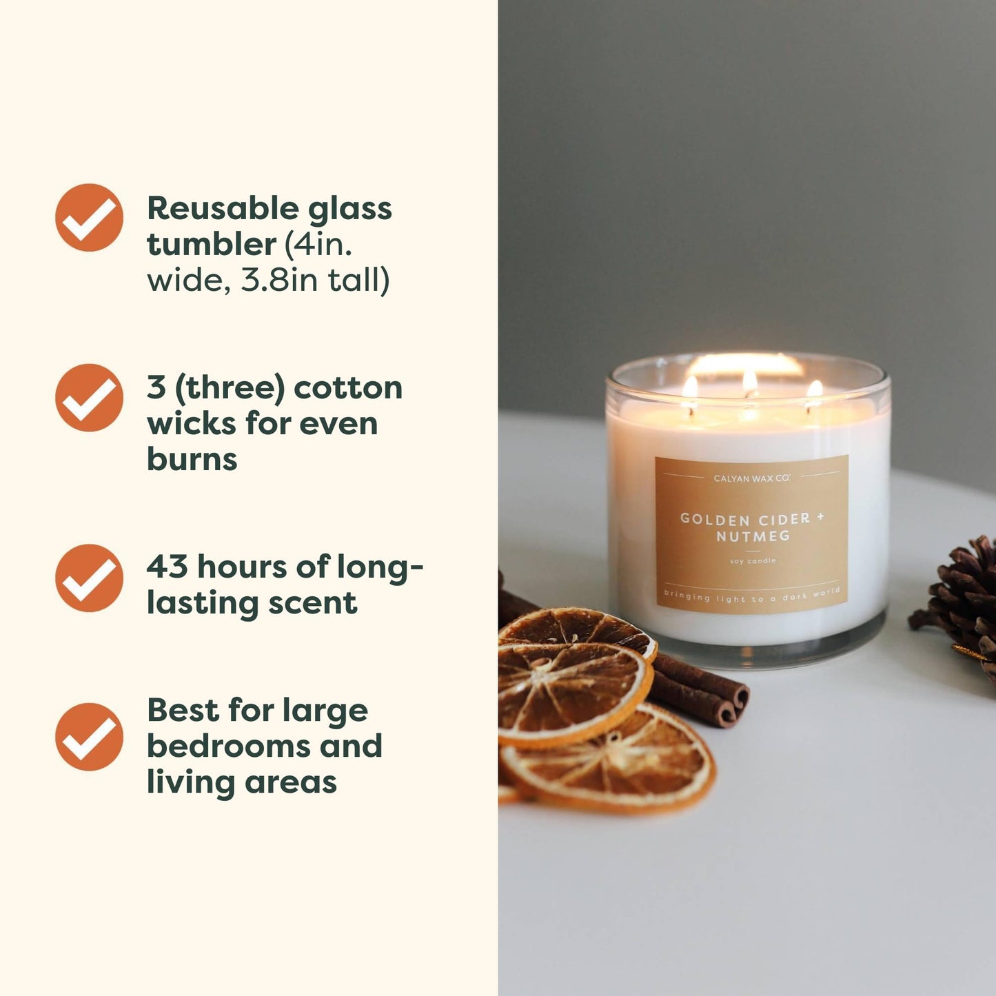 Calyan Wax Co. Holiday 3 Wick Scented Candle Gift Set - 4 Luxury Winter Scented Candles - 43 Hour Burn - 3 Wick Clean Soy Wax Candles - Long Lasting Large Glass Jar Candle for Home - 14.9oz