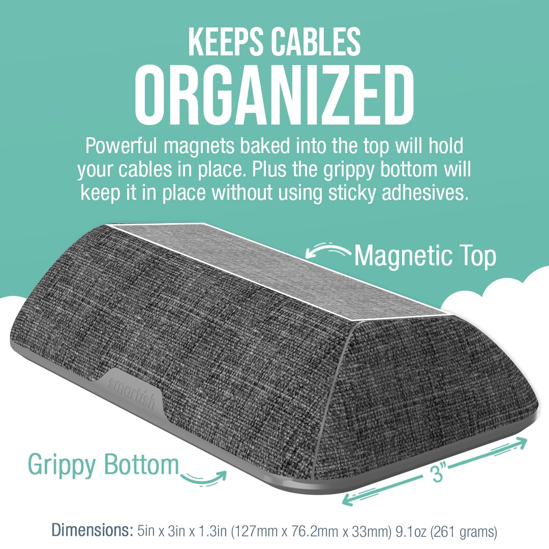 Smartish® Magnetic Cord Holder - Cable Wrangler Organizer with Magnet Clips for Charger Management on Desktop, Nightstand, or Side Table for All Cables, USB-C, Lightning Cables - Lightly Toasted Beige