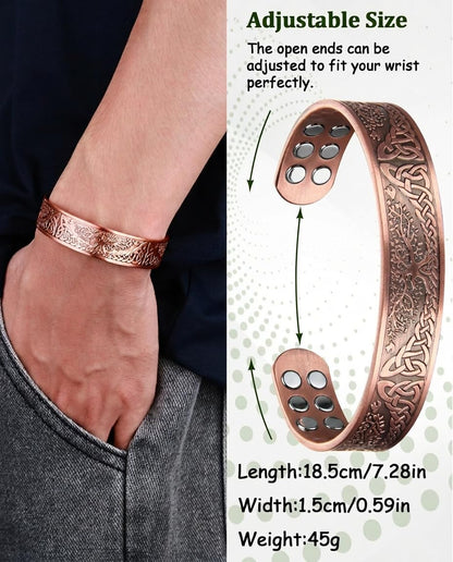 MagEnergy Copper Bracelet for Men, 18X Strength Magnetic Bracelet with 3800 Gauss Magnets, 99.99% Pure Solid Copper, Men's Jewelry Gift