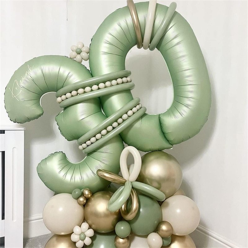 Lingqiang Sage Green Number 70 Balloons, 3pc 40 Inch Large Olive Green Foil Number 7 & 0 Balloons for Women, Men, Unisex Adults, Self Inflating 70th Birthday, Anniversary Party Decorations Supplies