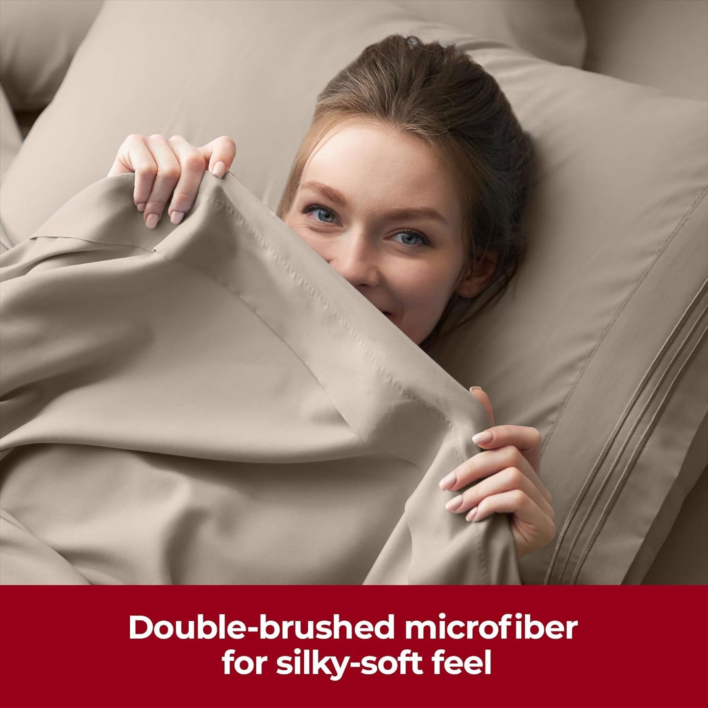 Mellanni Extra Deep Twin Sheets - Hotel Luxury Bedding Set | Ultra Soft, Cooling, Wrinkle-Resistant (Twin, Tan)