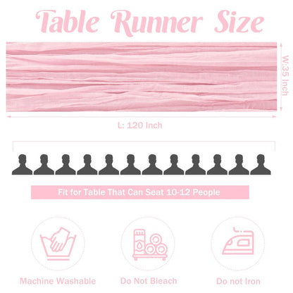 6 Pieces Pink Easter Spring 10FT Cheesecloth Table Runner Boho Gauze Fabric Table Runner Rustic Sheer Runner for Wedding Birthday Baby Shower Party Boho Table Decoration（Pink）