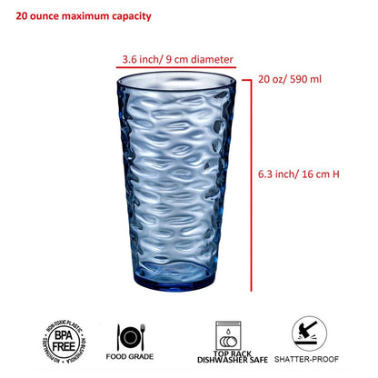 ZAINCA 14-ounce and 20-ounce Plastic Tumblers, Acrylic Drinking Glasses, set of 8 Multicolor Reusable Plastic Cups, Stackable, BPA-Free, Shatter-Proof, Dishwasher-Safe