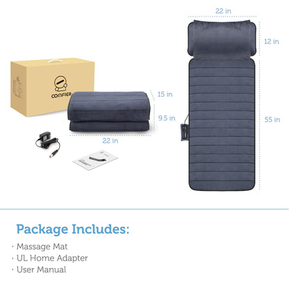 COMFIER Full Body Massage Mat with Movable Neck Pillow, 10 Vibrating Motors & 4 Heating Pads, Back Massage Pad, Father's Day Gifts for Dad Men