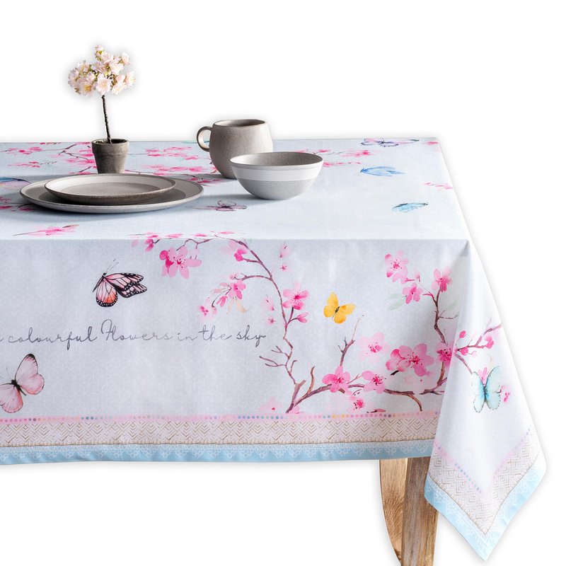 Maison d' Hermine Table Cloth Rectangle Table 100% Cotton 60 x 108 Inches Tablecloth Reusable Decorative for Dining Kitchen Room Farmhouse Home Gifts for Mothers day Spring Summer - Blossoms in Spring