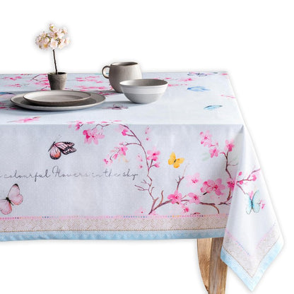 Maison d' Hermine Table Cloth Rectangle Table 100% Cotton 54 x 72 Inches Tablecloth Reusable Decorative for Dining Kitchen Room Farmhouse Home Gifts for Mothers Day Spring Summer - Blossoms in Spring