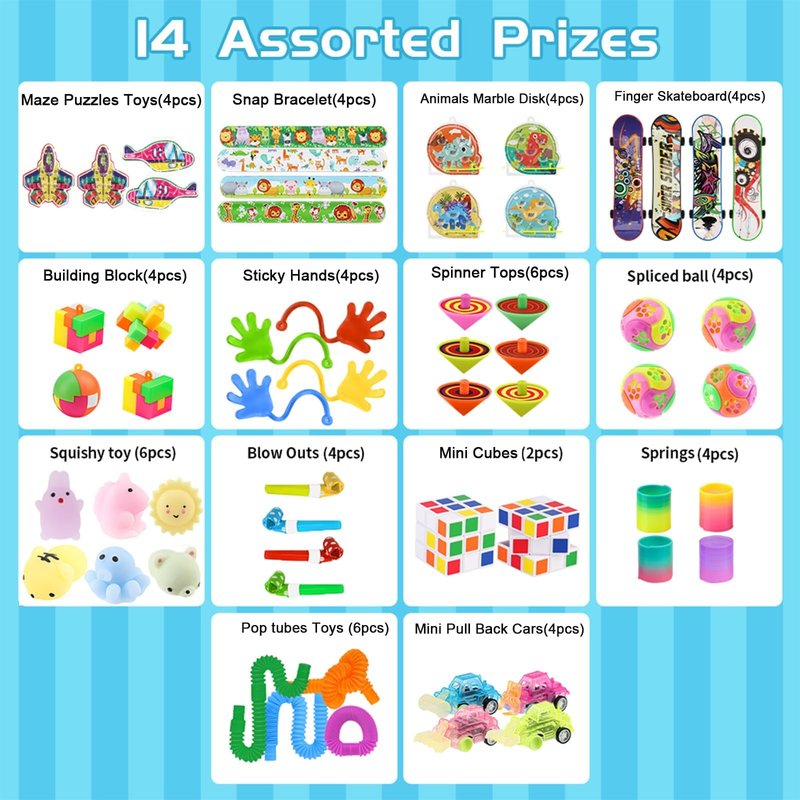 KADINOY Party Favors, Pinata Stuffers Treasure Box Toys for Classroom 60 pcs Goodie Bags Stuffers for Kids Easter Basket Fillers Prize Box Toys for Birthday