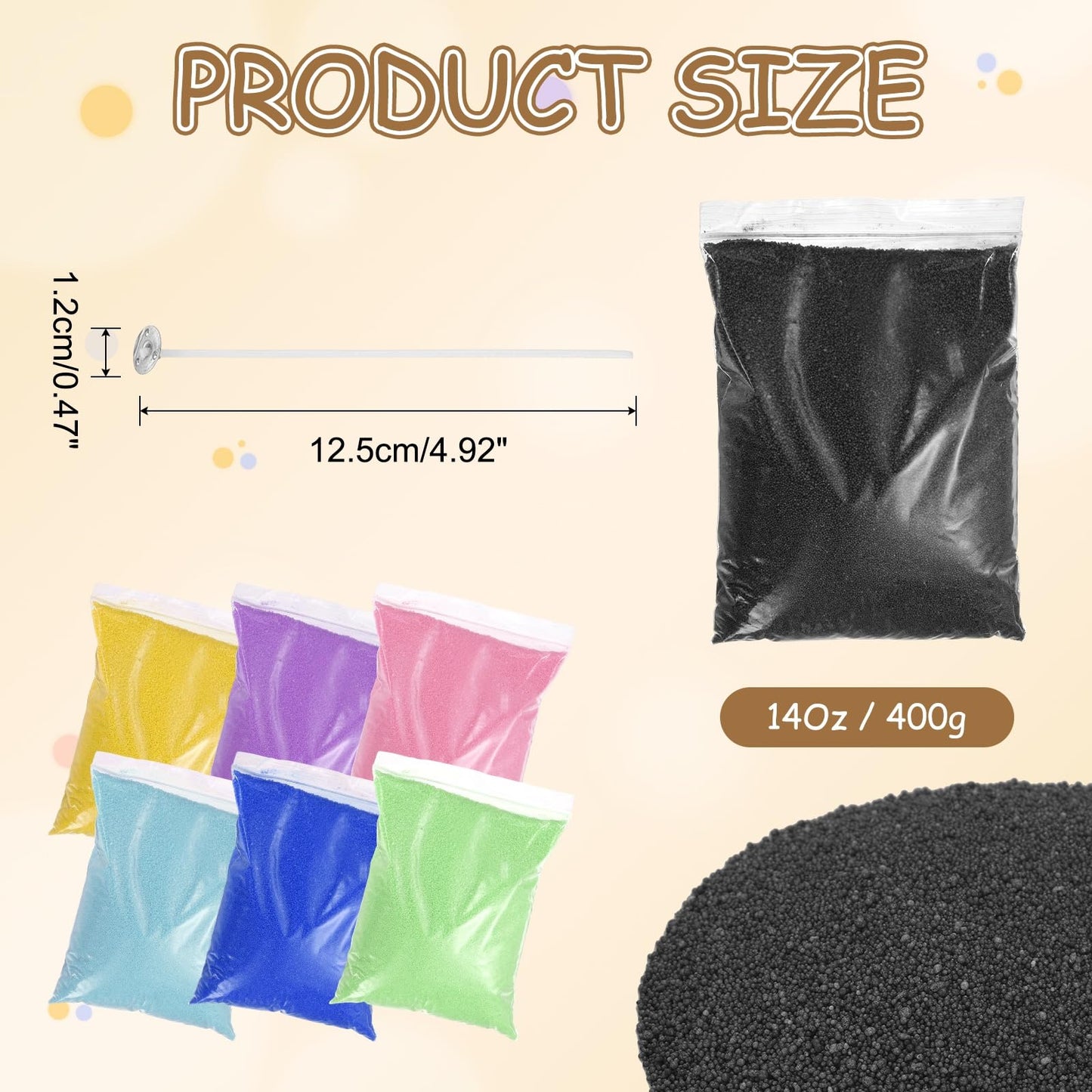 MECCANIXITY Pearled Sand Candles with 30 Pcs Wicks 14Oz / 400g Candle Beads Refillable Powder Sand Wax Making Kit for Thanksgiving Christmas Wedding Party DIY Home Crafts, Black