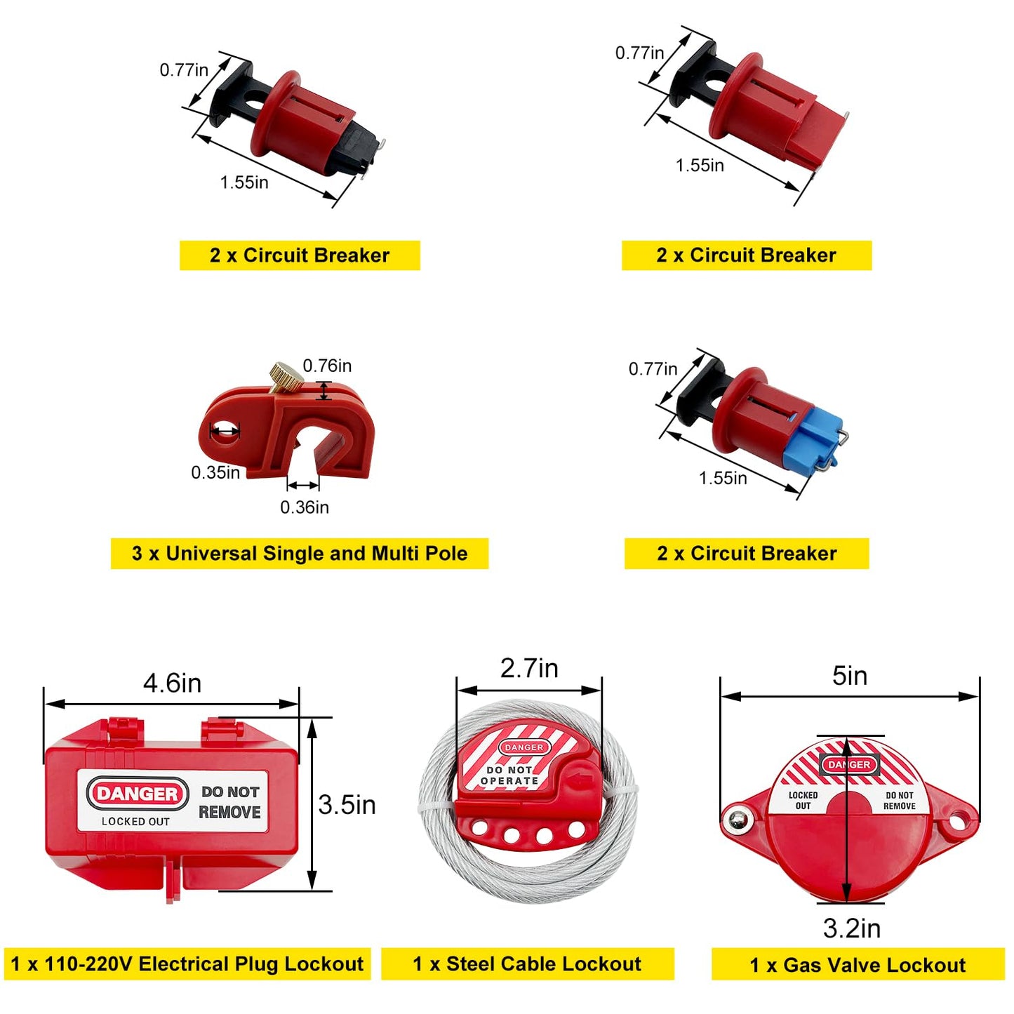 JOJOMARK Lockout Tagout Kit Electrical Loto - Group Lockout Hasps, Lockout Tags, Safety Padlocks with Number, Nylon Ties with Tool Box