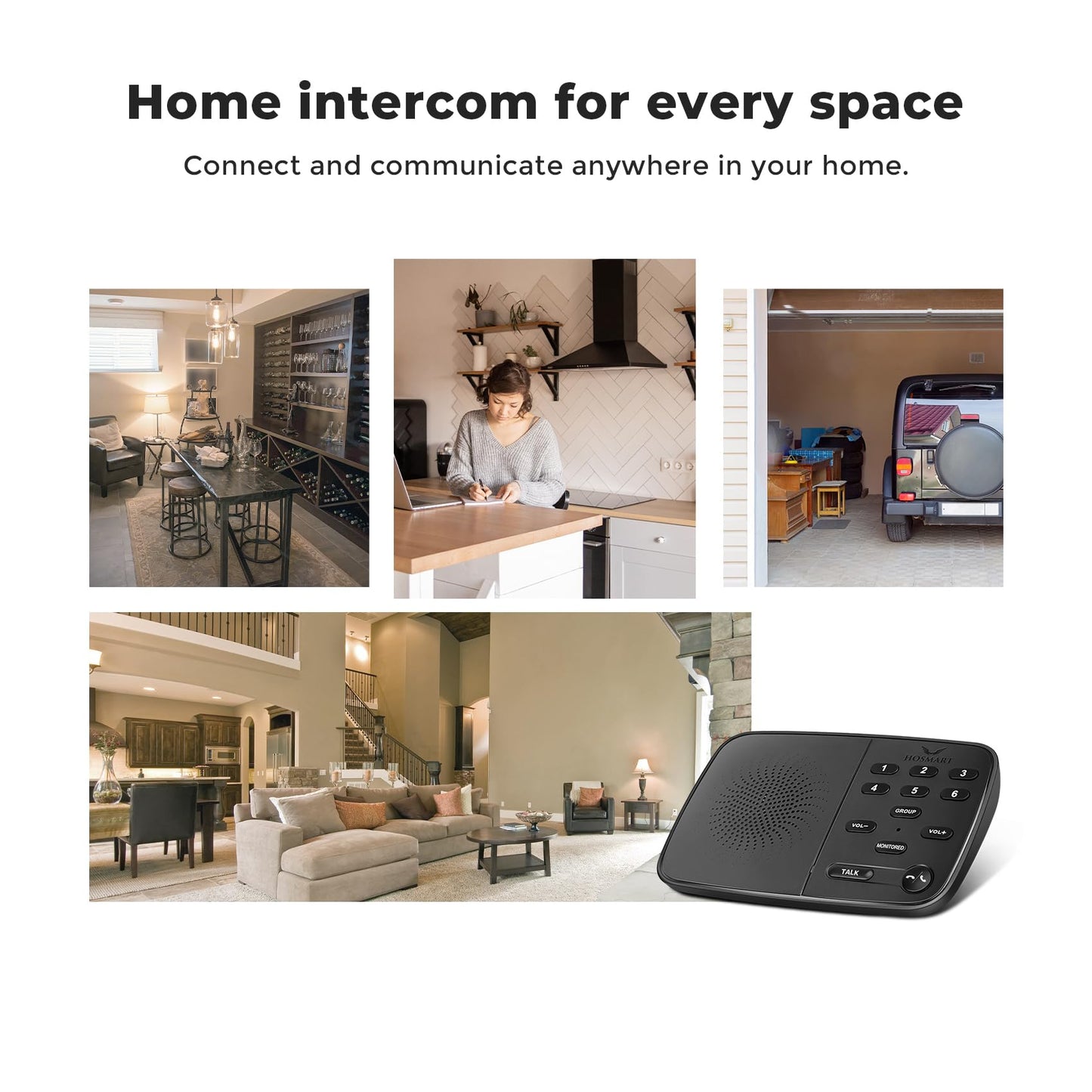 Hosmart UltraSpeak Pro Intercoms Wireless for Home, Two-Way Real-time Intercom Full Duplex Wireless Intercom System for Home Use, Clear Sound House Intercom System for Business with 1200 Feet Range
