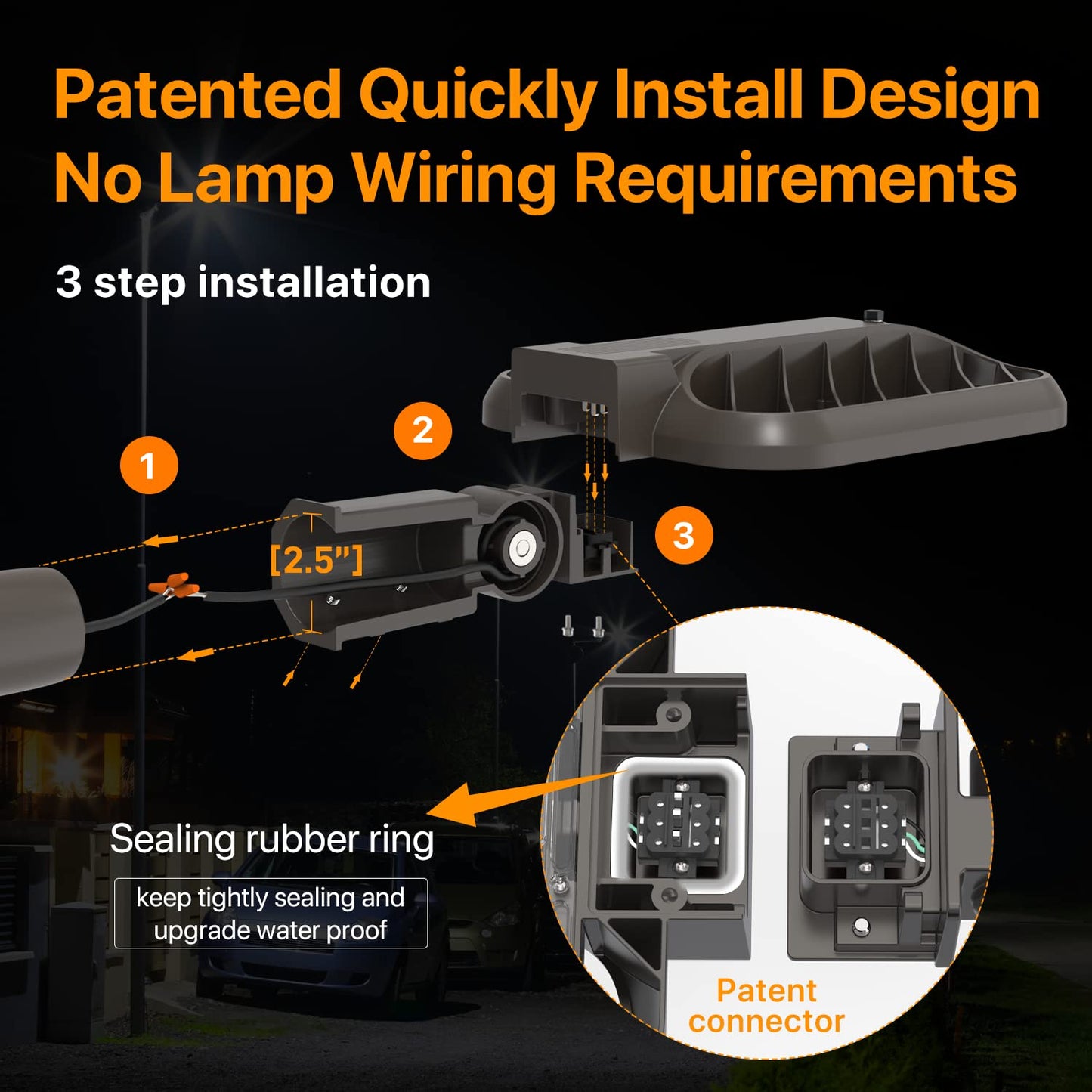 DEMILARE Parking Lot Lights 200W 2Pack 30000LM(150LM/W) Dusk to Dawn Outdoor LED Shoebox Light Slip Fit Pole Mount IP65 Waterproof 120-277V Commercial Street Area Lighting for Roadways, Backyard