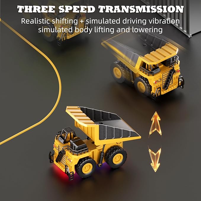 Remote Control Dump Truck for Boys Adults Metal Rc Dump Truck 10-Channel Construction Vehicle Gift for Kids Birthday or Christmas