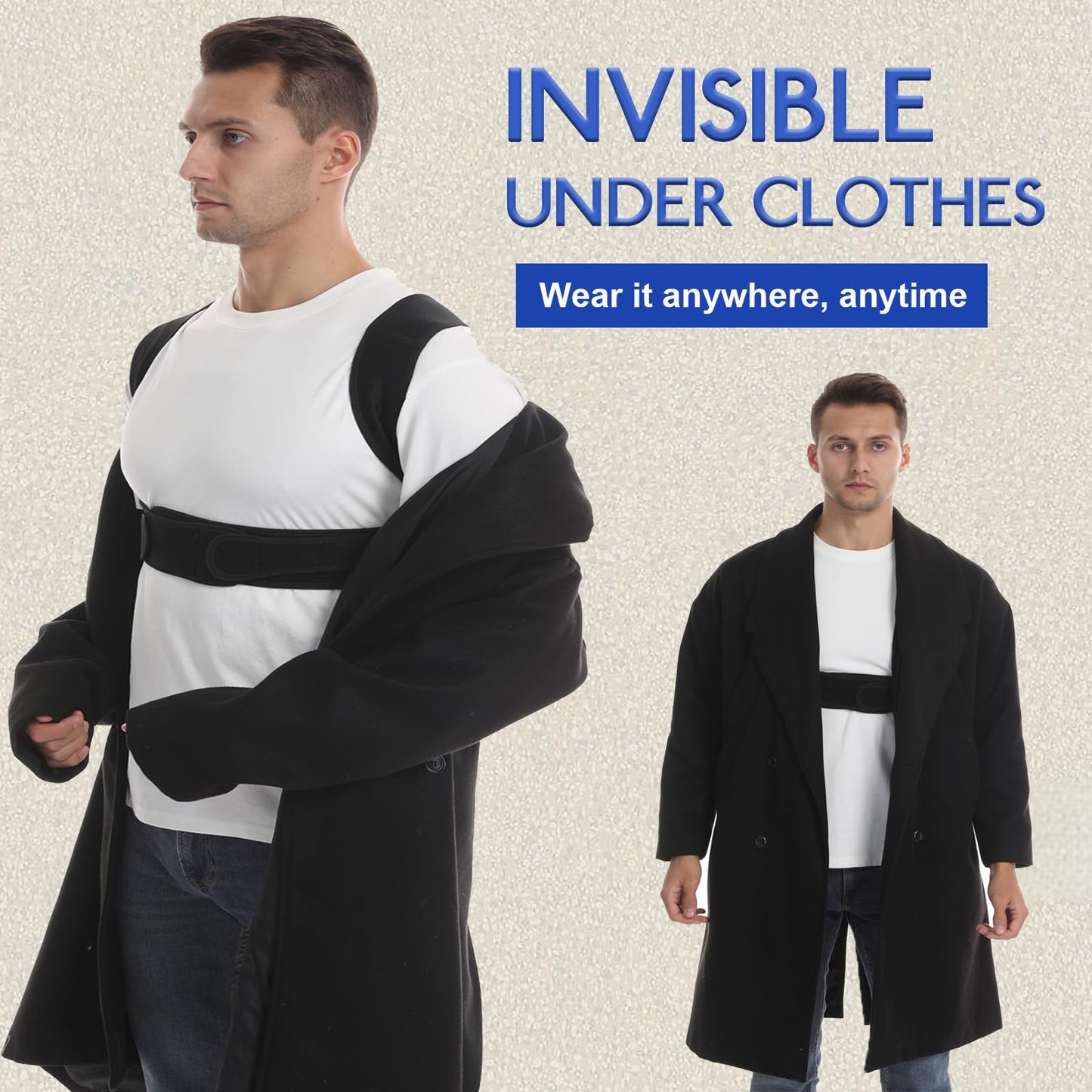 Paskyee Posture Corrector for Women and Men, Adjustable Back Brace for Neck, Shoulder, and Upper Back Pain Relief, Back Straightener for Clavicle Support Black L/XL