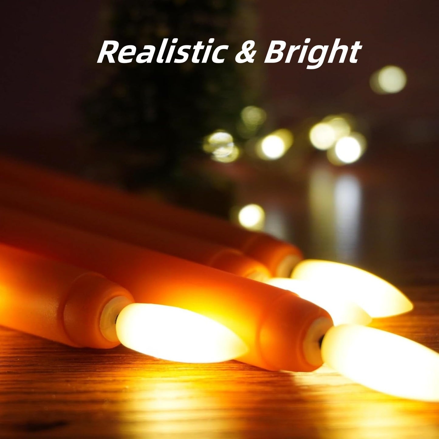 Ni-JASW Orange Flameless Taper Candles with Remote, Flickering Battery Powered Holiday LED Candlesticks Set of 4