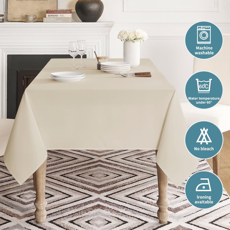Veblandy Table Cloth Rectangle Waterproof Spill-Proof Wrinkle-Free Tablecloth Washable, Kitchen Dining Tabletop Decoration, Fabric Table Cover for Indoor and Outdoor Use, 52 x 70 Inch, Red
