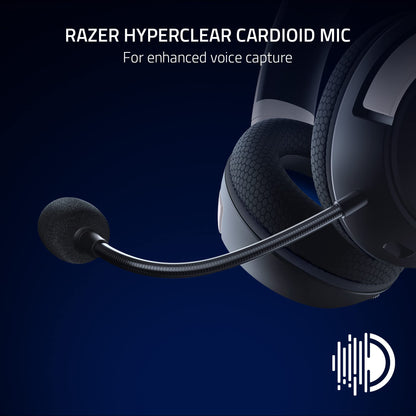 Razer Kaira HyperSpeed Wireless Gaming Headset for PlayStation 5 / PS5, PS4, PC, Mobile: 50mm Drivers - HyperClear Cardioid Mic - Memory Foam Cushions - Bluetooth - 30 Hr Battery - White & Black