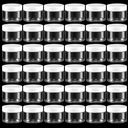 ZOENHOU 46 PCS 4 OZ Clear Slime Containers with White Lids, Food-Grade Plastic Storage Containers, BPA-Free, Wide-mouthed Plastic Jars for Beauty Products, Kitchen Household Food Storage