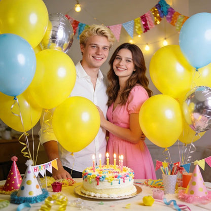 110pcs Yellow Balloons 12 Inch,Yellow Latex Balloons for Birthday Party Baby Shower Wedding(with 2 Ribbons).