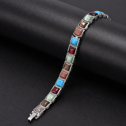 38 Elegant Stainless Steel Blue zircon Magnetic Bracelet for Women Magnetic Functions with Free Link Removal Tool Mother's gift (Color Inlay)