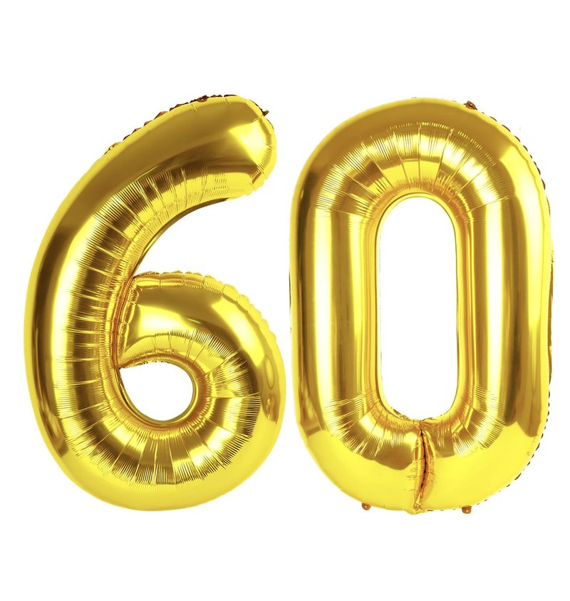 Gold Number 60 Balloon 40 Inch, 60th Birthday Party Decorations for Children, Giant 60 Foil Balloon for Party Supplies