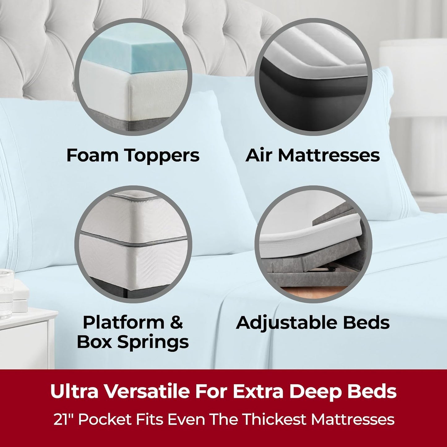 Mellanni Extra Deep King Sheets - Ultra Soft Cooling Bedding - Hotel Luxury, Wrinkle & Stain Resistant (King, Aqua)