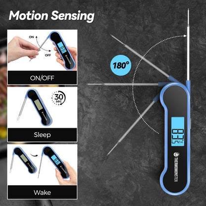 0.5 Sec Instant Read Meat Thermometer Digital with ±0.5℉ Precision, Food Thermometer for Cooking Kitchen Gadgets, Oven Grill Candy BBQ Essentials Accessories, Gifts for Him Dad Men Birthday, Blue