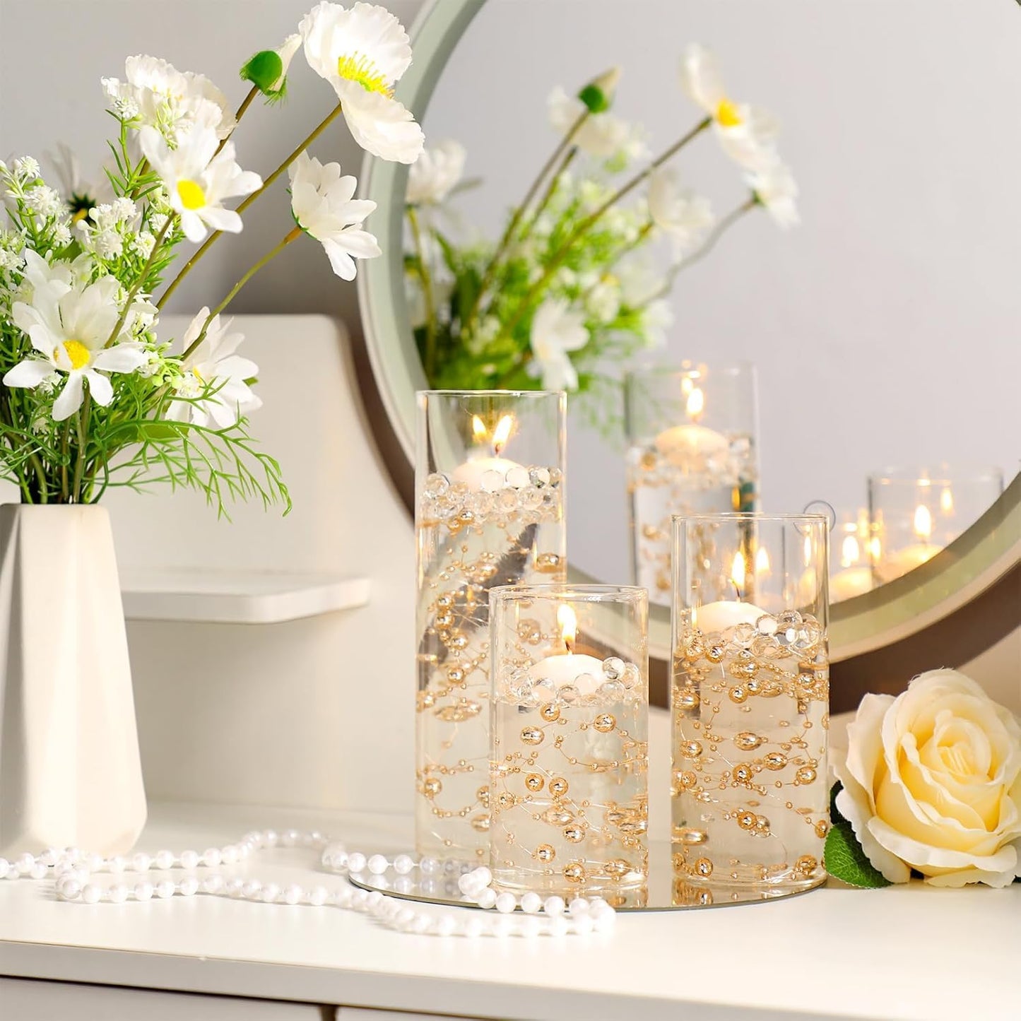 Didaey 48 Pcs Thin Cylinder Vases Set for Centerpieces 2.5'' Diameter 2mm Thickness Clear Glass Vase Hurricane Floating Candle Holder for Wedding Table Decoration (2.5'' X 5'',6'',8'')