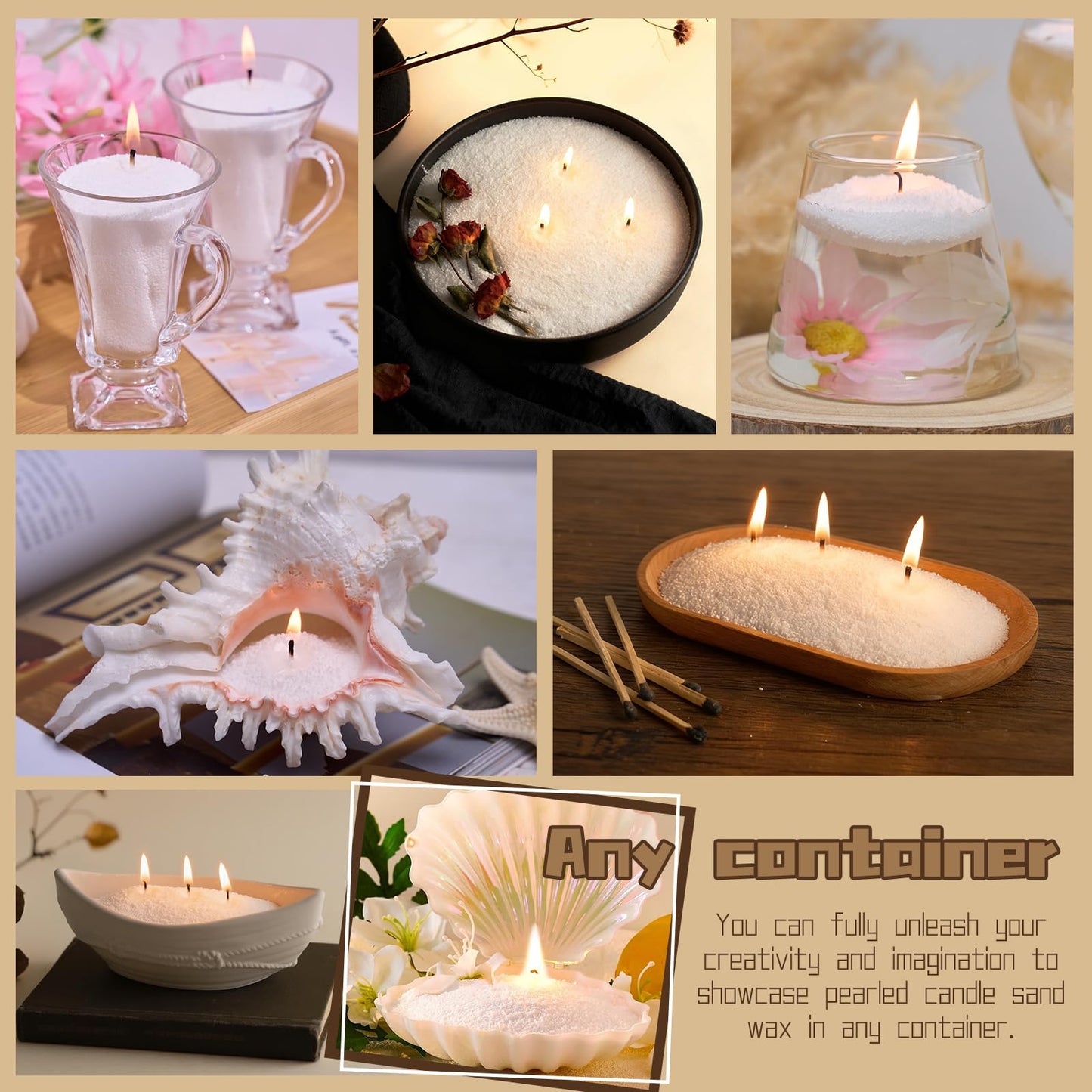 Candle Sand 4LB Sand Candles with Wicks Candle Making Kit Refillable Candle Wax Pearled Candles Sands and Wicks(50) Candles Refill Kit for Weddings, Dating, Halloween, Christmas