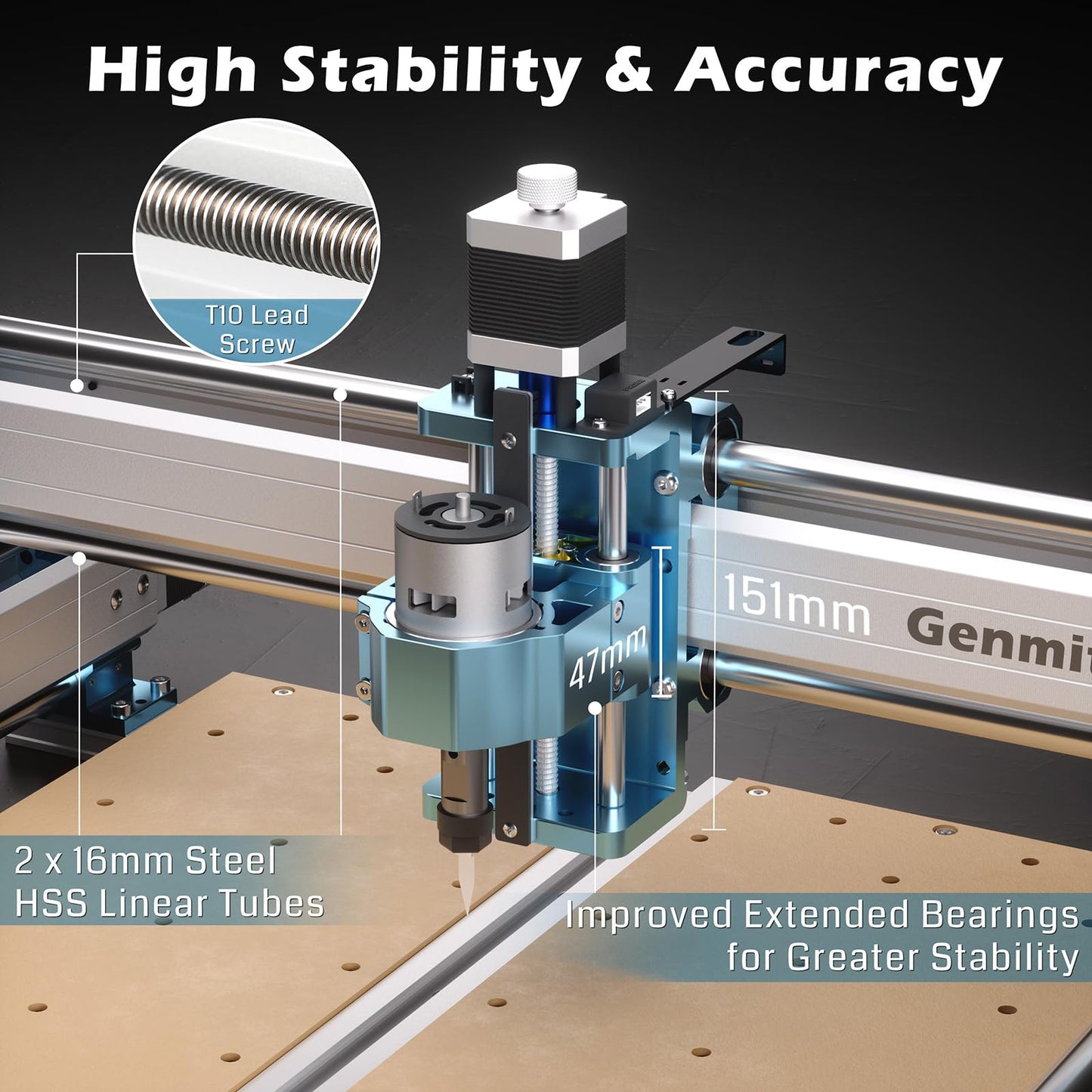 Genmitsu CNC Router Machine 4040-PRO + Y-axis Extension to 4060 Kit + 2pcs Threaded Inserts 2060 MDF Spoilboard